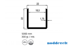 Aluminium u-profiel 18mm 